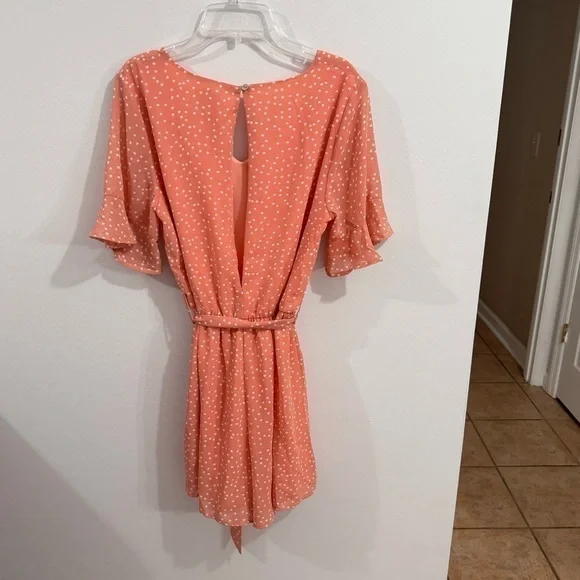 NWOT She & Sky Pink Polka Dot Short Sleeve Romper Size Large - Picture 5 of 8